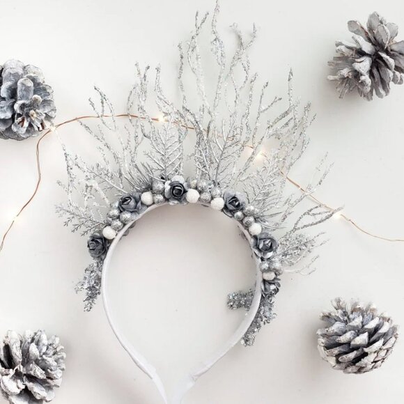 TASHA AUGUST Winter Crown Headpiece / Ice Frost Queen - Picture 1 of 3